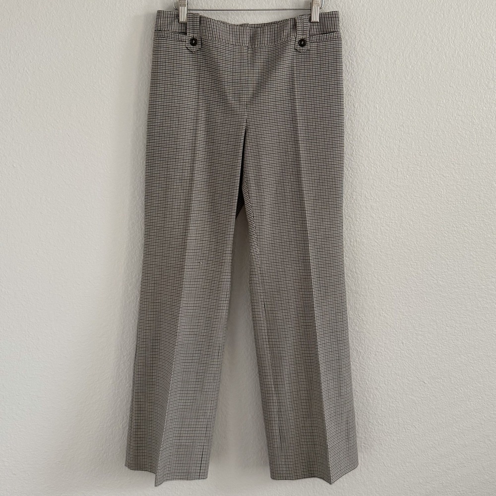 Ann Taylor Sz 4 Dress Pants Wide Leg Houndstooth Old Money Quiet Luxury Preppy